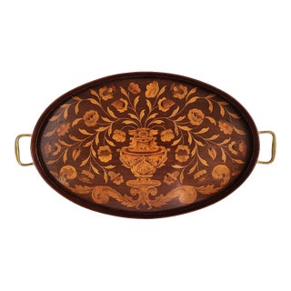 Antique English Georgian Mahagony Marquetry Tray For Sale