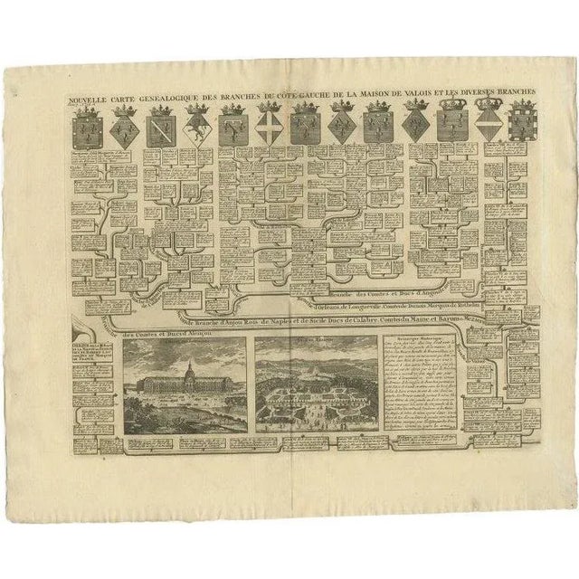 Paper Genealogy Charts of the Valois House in France, 1732, Set of 2 For Sale - Image 7 of 7