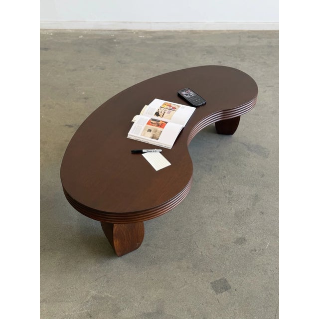 Ribbed Kidney Coffee Table in Walnut For Sale - Image 4 of 12