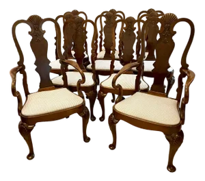 Antique Victorian Walnut Dining Chairs, 1880, Set of 10
