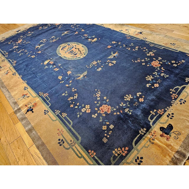 Vintage Chinese Art Deco Oversize Rug, Wool Pile, Pagoda Design, 12' X 20' For Sale - Image 15 of 16