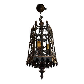 Lantern of Cast Iron and Brass With Paint, Circa 1920 For Sale