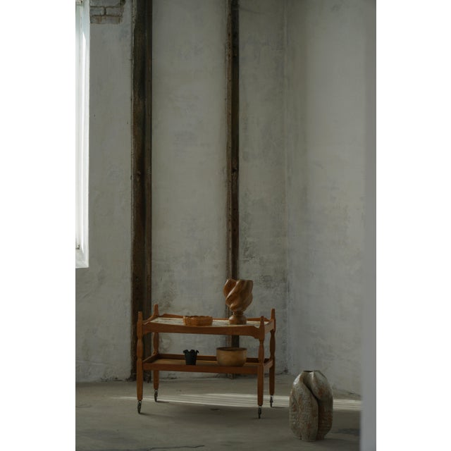 Gold Danish Modern Serving Trolley with Tile Top by Henning Kjærnulf, Denmark, 1960s For Sale - Image 8 of 18