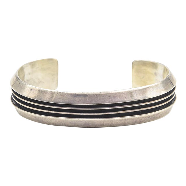 Navajo Native American Sterling Silver Cuff Bracelet by Tom
