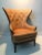 Designer Knoll Upholstered High Wingback Saddle Leather Chair For Sale - Image 12 of 13