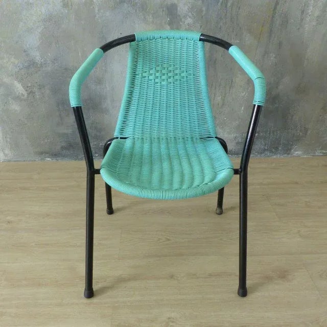 Plastic Vintage Green Bench & Chairs, 1960s, Set of 3 For Sale - Image 7 of 18