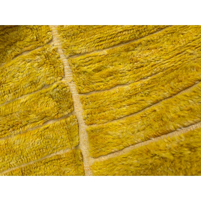 Handwoven Yellow M'rirt Moroccan Rug – Luxury High Pile Wool Carpet 200 X 300 Cm For Sale - Image 6 of 12