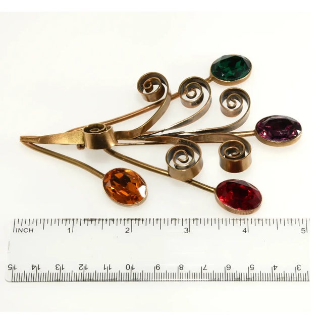 Abstract Joseff of Hollywood Seacutter Floral Spray Statement Brooch For Sale - Image 3 of 4