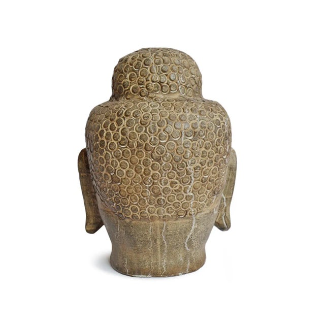 Vintage Stone Asian Buddha Head Sculpture For Sale - Image 4 of 6