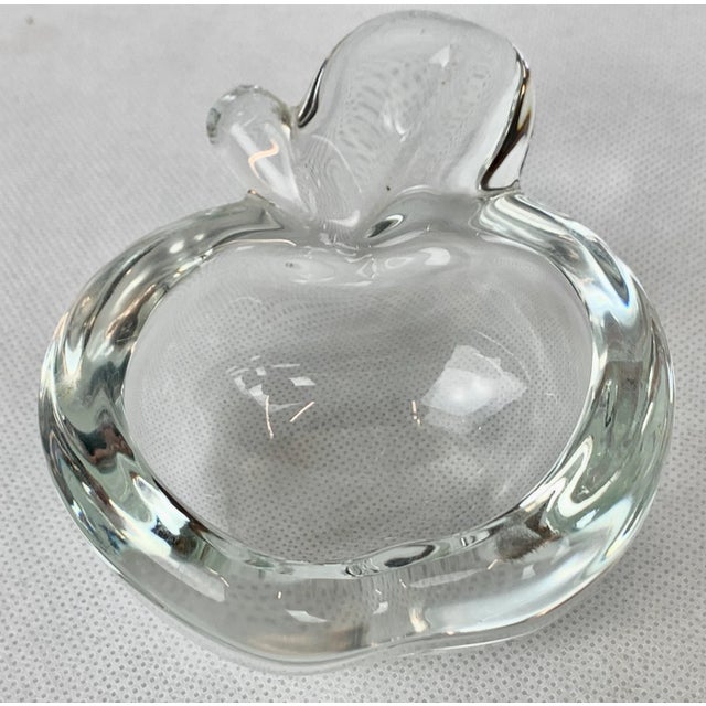 Transparent French Clear Crystal Art Glass Apple Dish by Vannes Le Chatel For Sale - Image 8 of 9