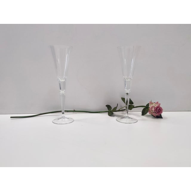 Mid-Century Modern Vintage Transparent Crystal Flutes from Baccarat, 1930s, Set of 2 For Sale - Image 3 of 10