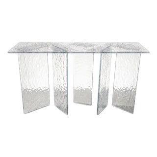 Zero Rectangular Console Table in Epoxy Resin & Crystal Clear Glass by Wedo For Sale
