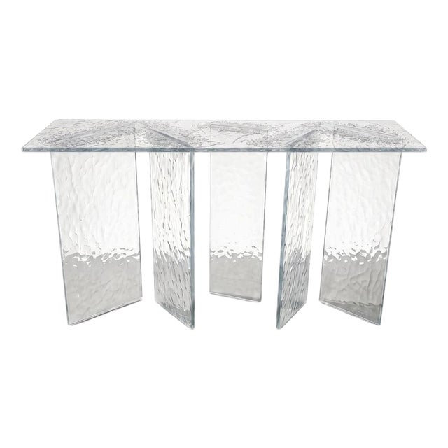 Zero Rectangular Console Table in Epoxy Resin & Crystal Clear Glass by Wedo For Sale