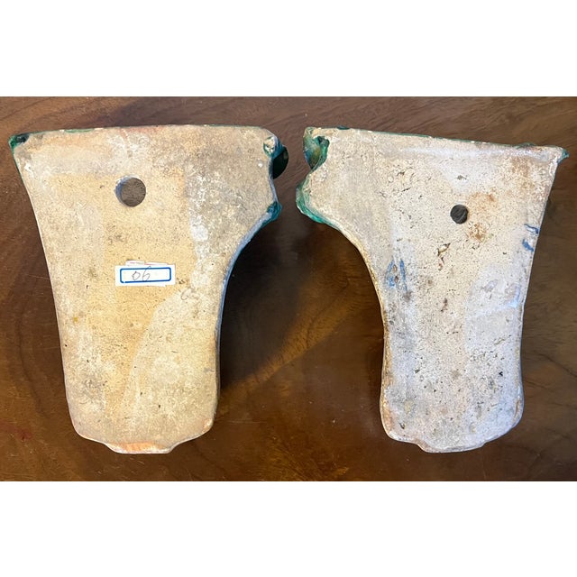 Ceramic Antique 19th Century Chinese Pottery Wall Pockets or Vases in the Form of Bok Choy Cabbage - A Pair For Sale - Image 7 of 12