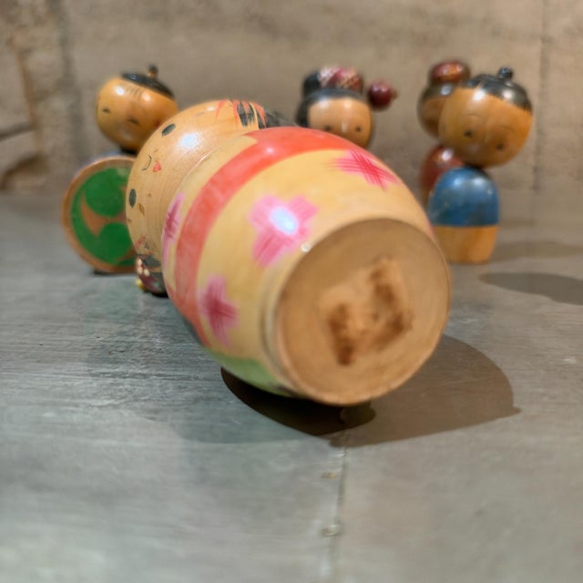 Group of Vintage Japanese Kokeshi Bobble Head Dolls Mid Century Japan For Sale - Image 11 of 17