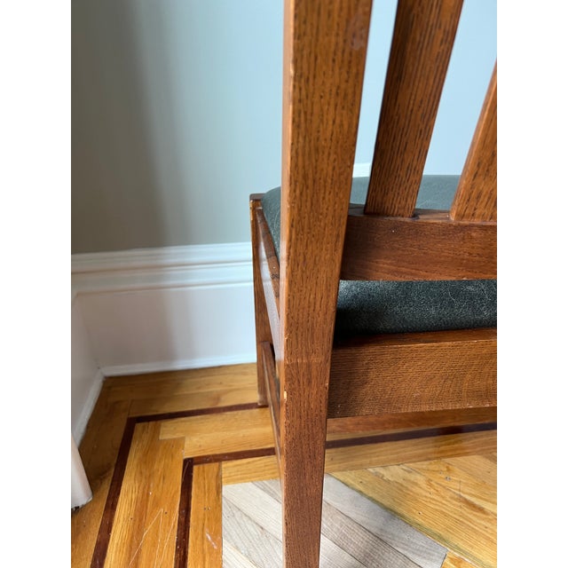 Wood Set of 6 Stickley Mission Oak Cottage Dining Chairs Leather Seats For Sale - Image 7 of 10