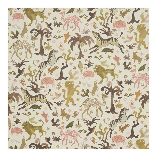 Schumacher x Happy Menocal Beasts Wallcovering in Dawn For Sale