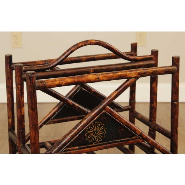 Wood Vintage Bamboo Magazine Rack For Sale - Image 7 of 13