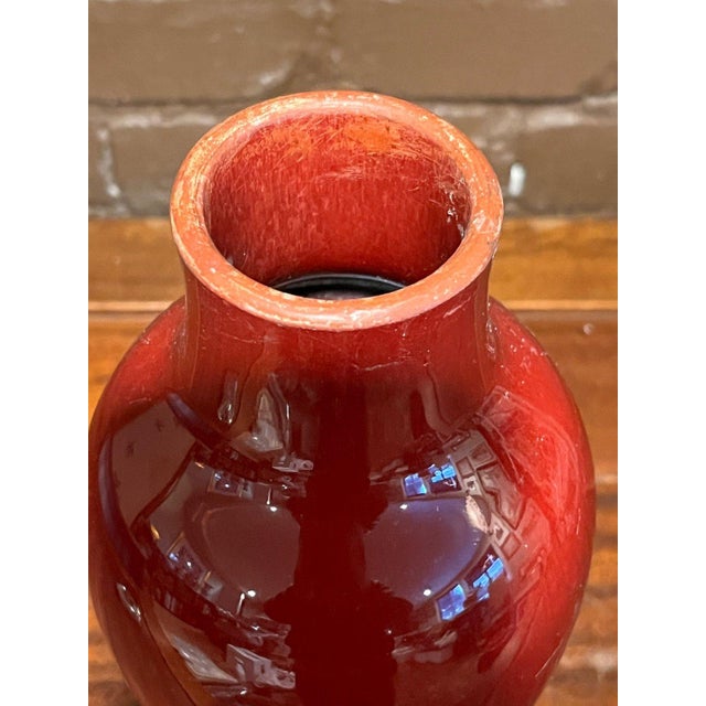 Chinese Oxblood Sang De Boeuf Red Glazed Porcelain Vase Qianlong Mark & Base For Sale - Image 4 of 7