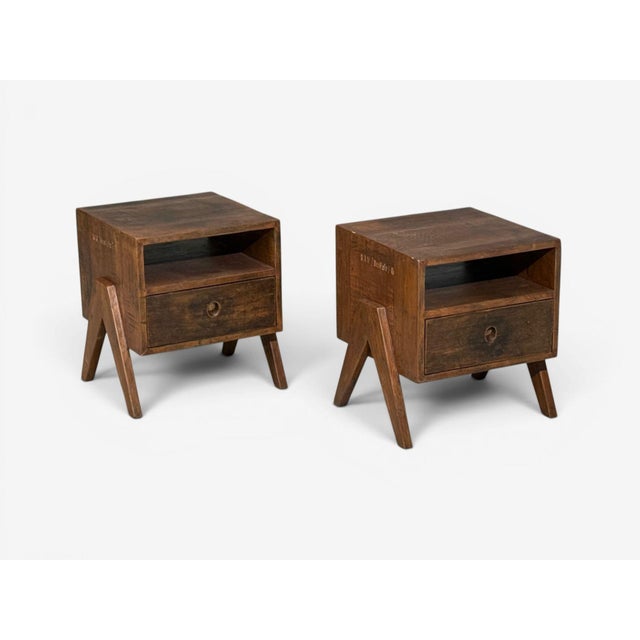 Brown Pierre Jeanneret, Nightstands, Teak, Chandigarh, India, 1960s For Sale - Image 8 of 18