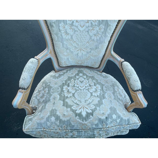 Pair of Vintage French-Style Bergère Armchairs For Sale - Image 4 of 11
