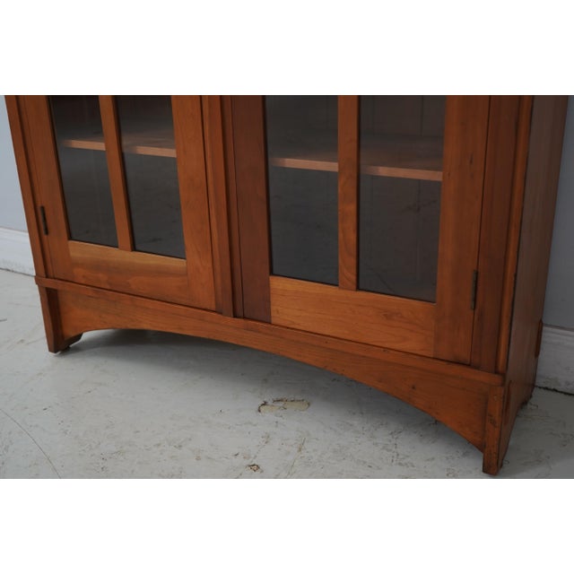 Brown Stickley Mission Style Cherry Leaded Door Bookcase For Sale - Image 8 of 15