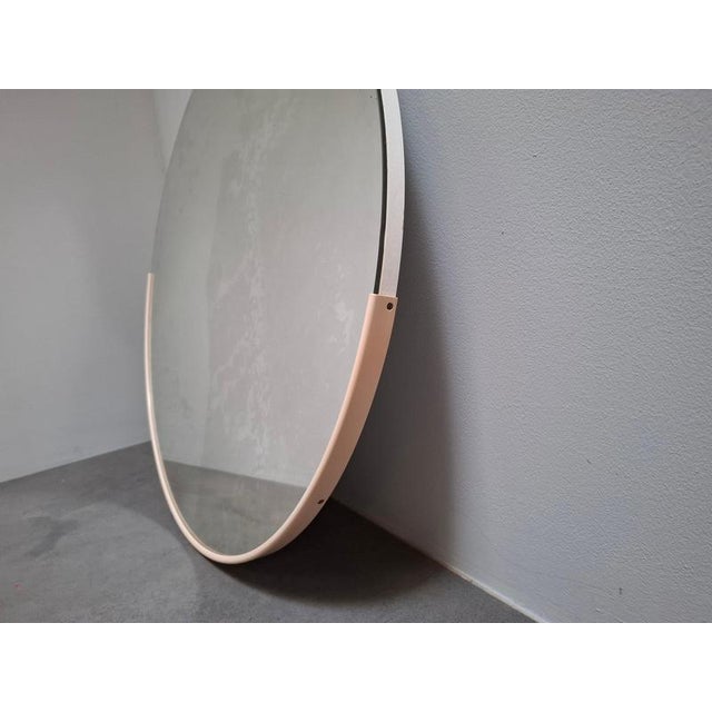 Vintage Czechoslovakian Round Wall Mirror with Beige Frame, 1970s For Sale - Image 13 of 16