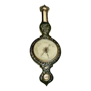 19th-Century Victorian Banjo Mother Pearl Wall Barometer