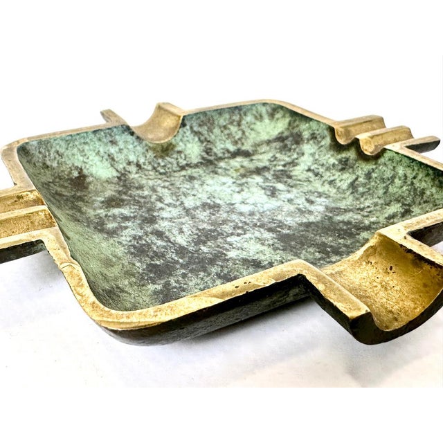Metal Vintage Austrian Brass Ashtray attributed to Franz Hagenauer, 1950s For Sale - Image 7 of 9