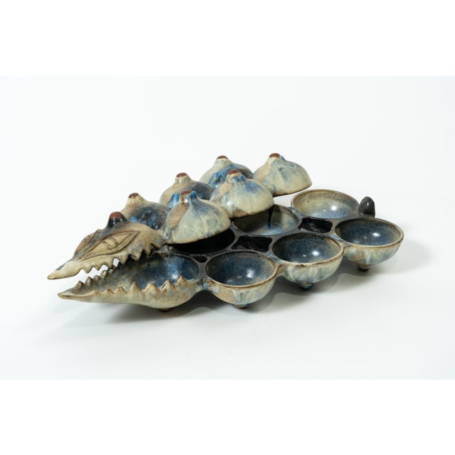 Postmodern Handmade Ceramic Bowl in the Shape of a Crocodile, 1960s, in Flawless conditions. Designed 1960 to 1969