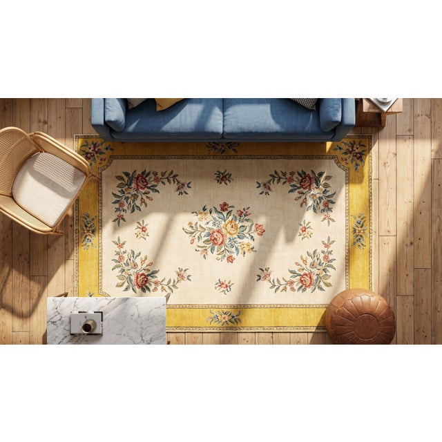 Antique Bessarabian Flatweave Rug With Floral Design in a Special Ivory Background Color For Sale - Image 13 of 15