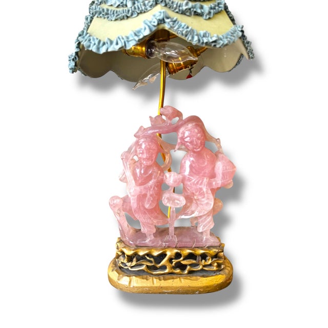 Art Deco 1950s Rose Quartz Lamp For Sale - Image 3 of 4