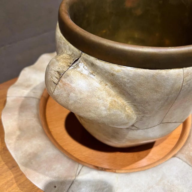 Macabo 1950s Aldo Tura Goatskin Ice Bucket and Tray Macabo Cusano Milan For Sale - Image 4 of 9