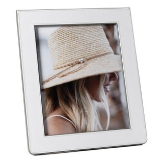 Nappa Leather Photo Frame, White & Gray- 8" x 10" For Sale