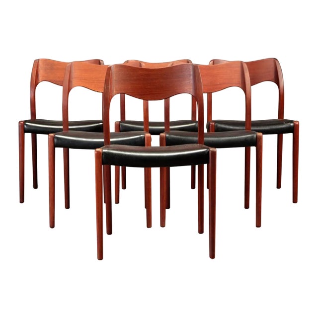 Teak & Upholstered Dining Chairs by Niels Otto Møller, Customizable Reupholstery, 1960s, Set of 6 For Sale
