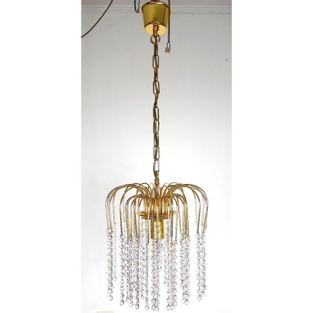 Brass and Lead Crystal Chandelier from Joska Bodenmais, 1970s For Sale - Image 11 of 11