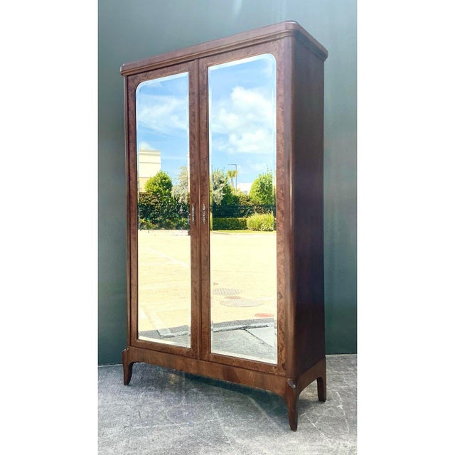 Wood Vintage French Empire Mahogany Mirrored Armoire For Sale - Image 7 of 10