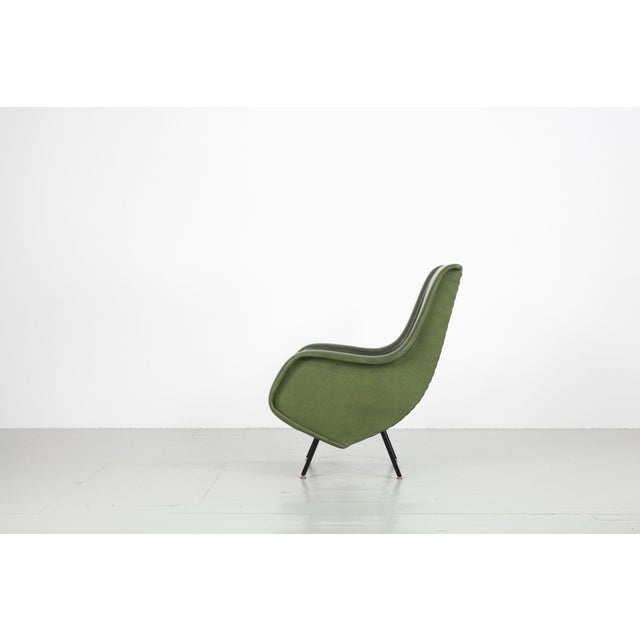 Mid-Century Italian Green Leatherette Armchair, 1950s For Sale - Image 4 of 14