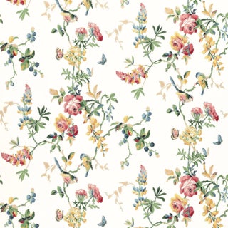 Sample - Schumacher Chickadee Floral Wallpaper in Primary For Sale