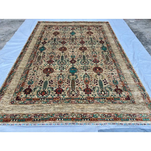 Ivory Persian Bakshaish Hand-Knotted Wool Rug - 8'1" X 11'3" For Sale - Image 6 of 13