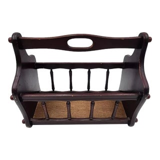 1990s Vintage MCM Mahogany Solid Wood Centurion Magazine Rack For Sale