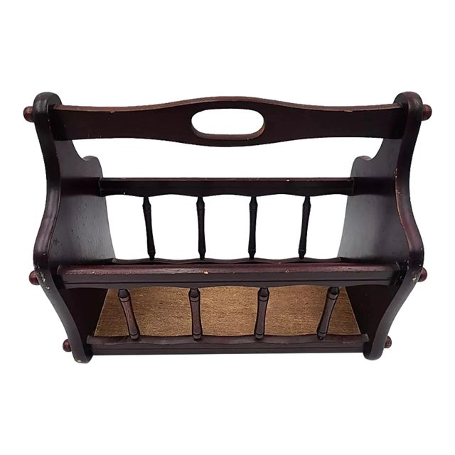 1990s Vintage MCM Mahogany Solid Wood Centurion Magazine Rack For Sale