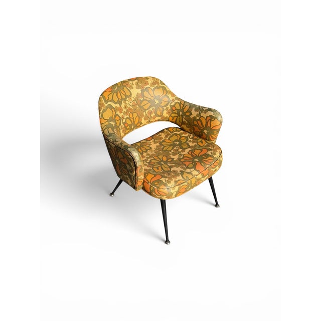 Mid-Century Modern Pair of 1970s Belvedere Products Retro Floral Open-Back Barrel Chairs For Sale - Image 3 of 11