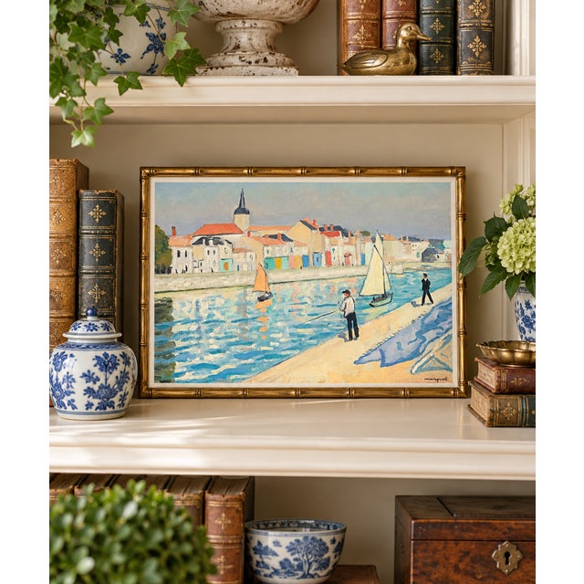 Traditional Vintage Coastal Art Print – French Harbor Fishermen by Albert Marquet, 12" X 8" For Sale - Image 3 of 7