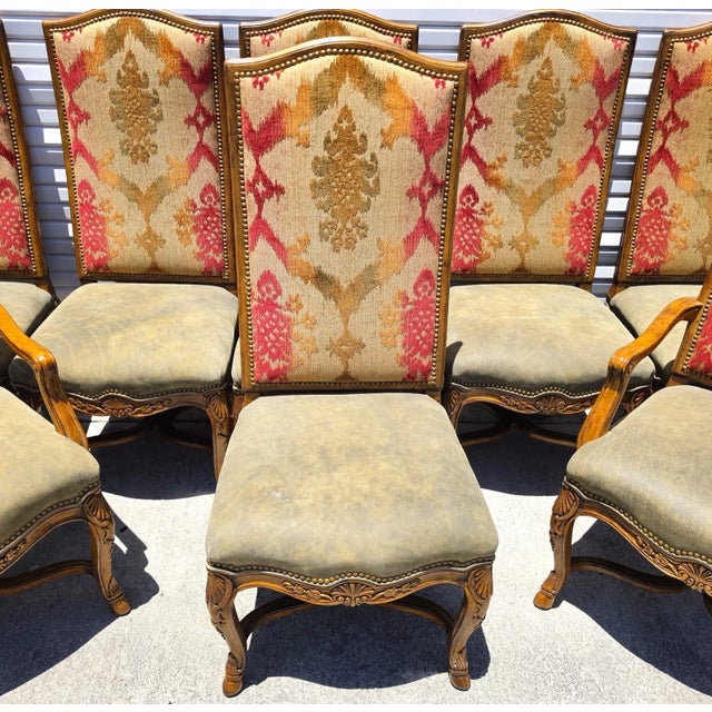 French Century Furniture French Dining Chairs Leather Seats Set of 8 For Sale - Image 3 of 17