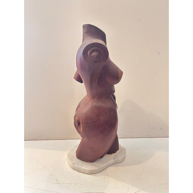 1970s Hand-Carved Wooden Female Sculpture For Sale In Miami - Image 6 of 9