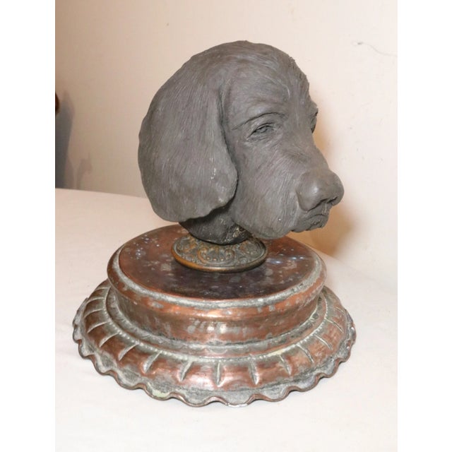Figurative Vintage Handmade Figural Solid Sculpted Pottery Dog Head Sculpture Statue Figure For Sale - Image 3 of 12