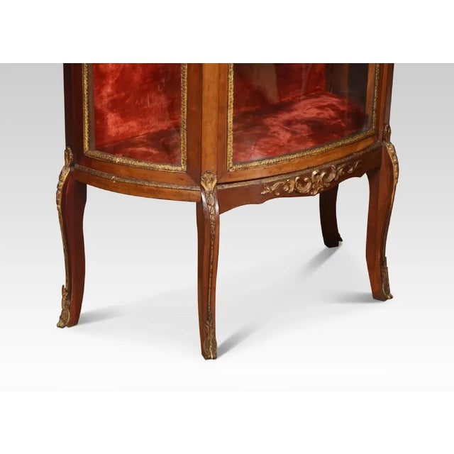 Walnut Bow Fronted Display Cabinet For Sale - Image 5 of 10