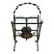 Early Wrought Iron Magazine Rack With a Heart Shaped Design and Painted Floral Medallion For Sale