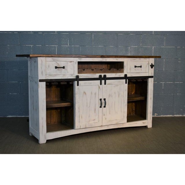 Crafters and Weavers Greenview Bar Counter - Distressed White - 76" For Sale In Chicago - Image 6 of 6